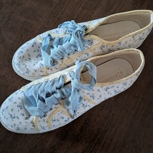 Superga X LoveShackFancy Women's Light Blue And Yellow Floral Sneakers 10 41.5